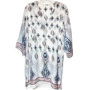 Boutique‎ Sheer Oversized Swimsuit Cover Up Dress Tunic Boho Beach Chic Paisley